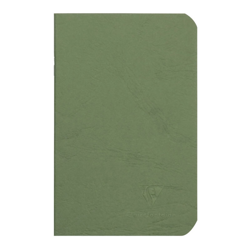 Clairefontaine สมุดบันทึก ไม่มีเส้น กระดาษผลิตจากฝรั่งเศส 90 แกรม ปกกระดาษแข็ง pressboard ลายหนังสีเขียว 9x14ซม. 734103C