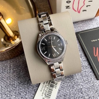 FOSSIL Rye Three-Hand Date Stainless Steel Watch BQ3637  สาย สีเงิน ตัวเรือน สีเงิน