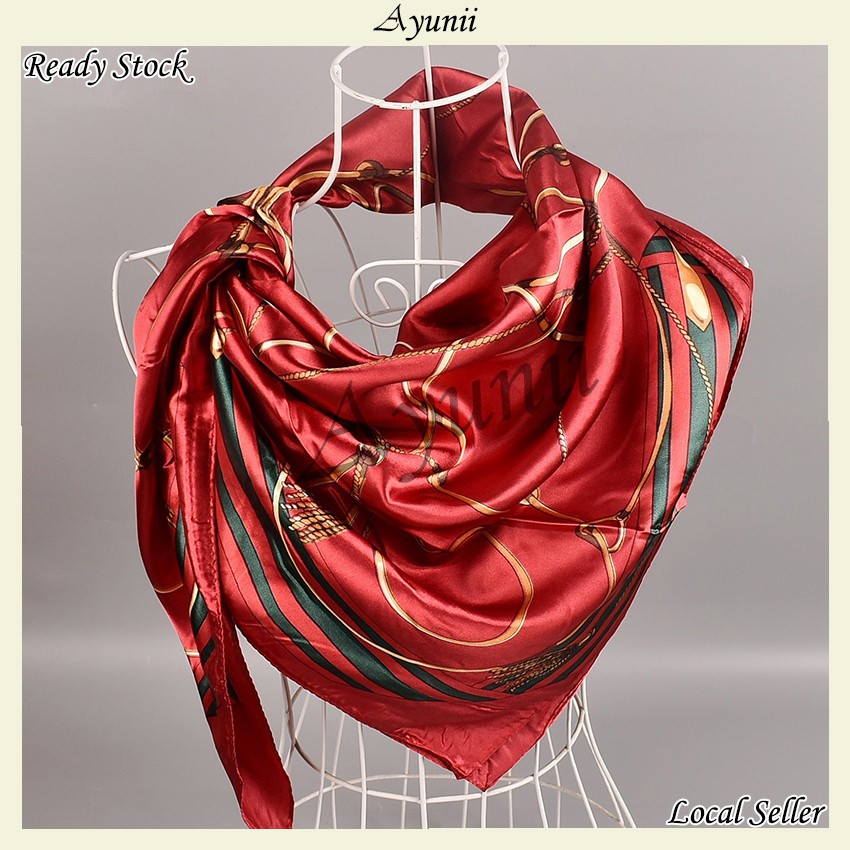 Ayunii Tudung Hijab Bawal ผ้าพันคอซาติน 90ซม. x 90ซม. (P610, P612, P613, P614, P615)