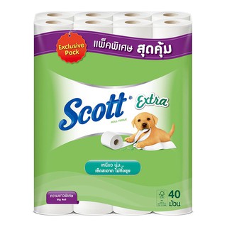 🔥ยอดนิยม!! สก๊อตต์ เอ็กซ์ตร้า กระดาษชำระ ความยาวพิเศษ แพ็ค 40 ม้วน Scott Extra Toilet Towels x 40 Rolls