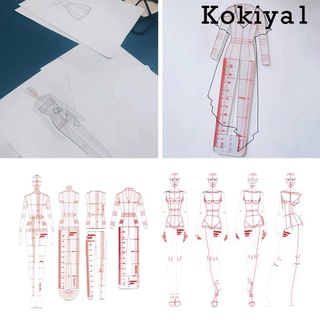 [kokiya1] ชุดไม้บรรทัดแม่แบบแฟชั่น 4 โมเดล สําหรับตัดเย็บเสื้อผ้า