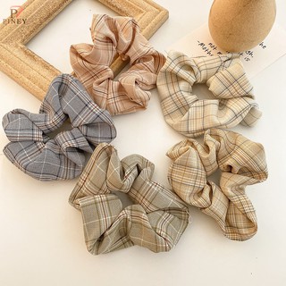 โดนัทมัดผม ยางรัดผม ลายสก็อต ลาย Plaid สไตล์ฝรั่งเศส