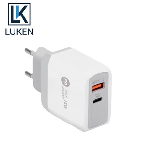 Luken PD 18W Type C อุปกรณ์ชาร์จโทรศัพท์มือถือดิจิตอล QC3.0 ชาร์จอย่างรวดเร็ว