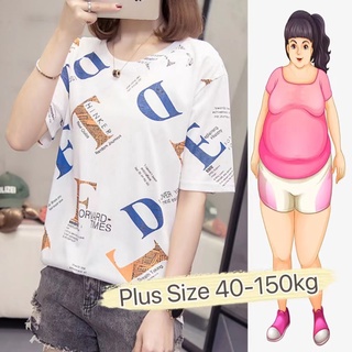 【Plus Size】เสื้อยืดแขนสั้น ทรงหลวม ขนาดใหญ่ แฟชั่นฤดูร้อน สไตล์เกาหลี (40-150 กก.)