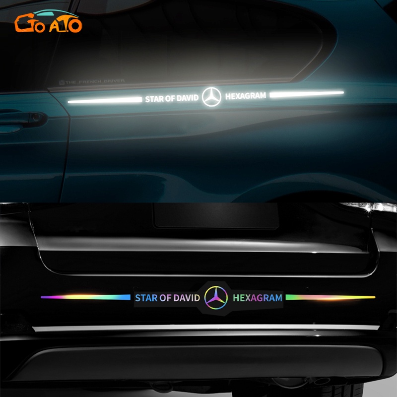 GTIOATO สติกเกอร์เลเซอร์สะท้อนแสง กันน้ํา สติกเกอร์ติดรถ สีสันสดใส สติกเกอร์ติดรถสะท้อนแสง อุปกรณ์ตกแต่งรถยนต์ สำหรับ Mercedes Benz w212 w124 w202 w204 w203 w207 AMG A200 GLA200 S Class E200 CLA GLA250 A250 GLC CLS