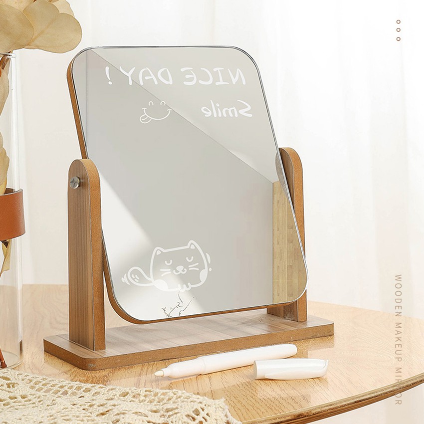 กระจกตั้งโต๊ะ กระจกไม้มินิอล ตระจกแต่งหน้า กระจกมินิมอล สไตล์เกาหลี - รูปที่ 3