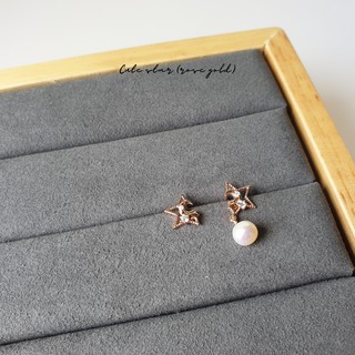 Unequal star &amp; pearl earrings