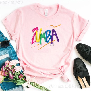 เสื้อยืดแขนสั้นลําลอง คอกลม พิมพ์ลายตัวอักษร Zumba เหมาะกับการวิ่ง เล่นกีฬา แฟชั่นฤดูร้อน