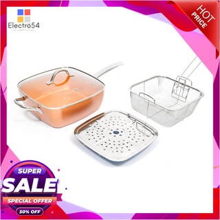 ชุดกระทะนอนสติ๊กเหลี่ยม 28 ซม. พร้อมฝาแก้วFry Pan 28 cm with Glass Lid Set