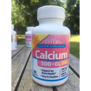 แคลเซียม วิตามินดี3 ดีสาม Calcium 500 mg Plus Extra D3: 600IU, 90 Tablets (21st Century®) Easy to Swallow กลืนง่าย