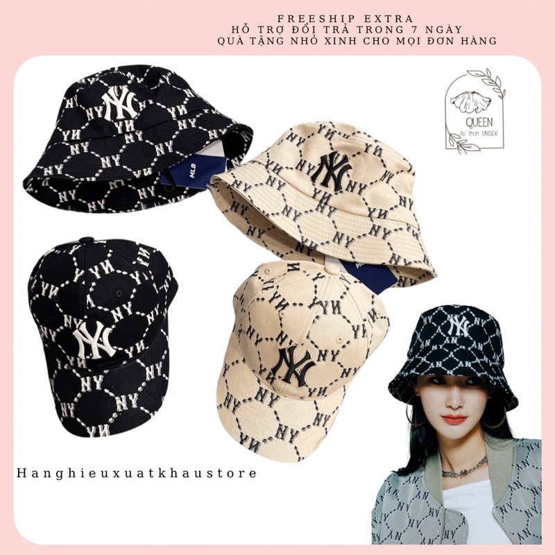 NY รอบ HAT, HAT N88, N89 MLB MONOGRAM BUCKET HAT & BALL CAP Made in Vietnam full tag