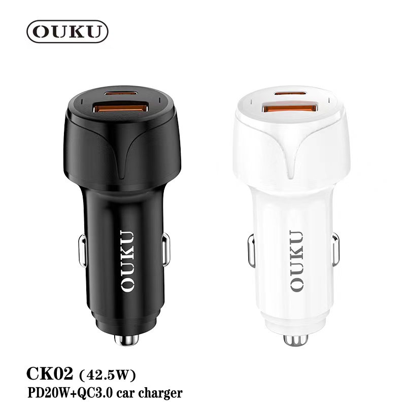 OUKU CK02 ที่ชาร์จแบตในรถ ชาร์จเร็ว USB car charger ชาร์จในรถ 1ช่อง usb 22.5W+TYPE-C20W QC