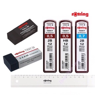 Rotring ไส้ดินสอกดรอตริง  0.5/07 มม. HB/2B ยางลบรอตริง ไม้บรรทัด Rotring ยางลบ ไส้ดินสอ Rotring Tikky Hi-Polymer