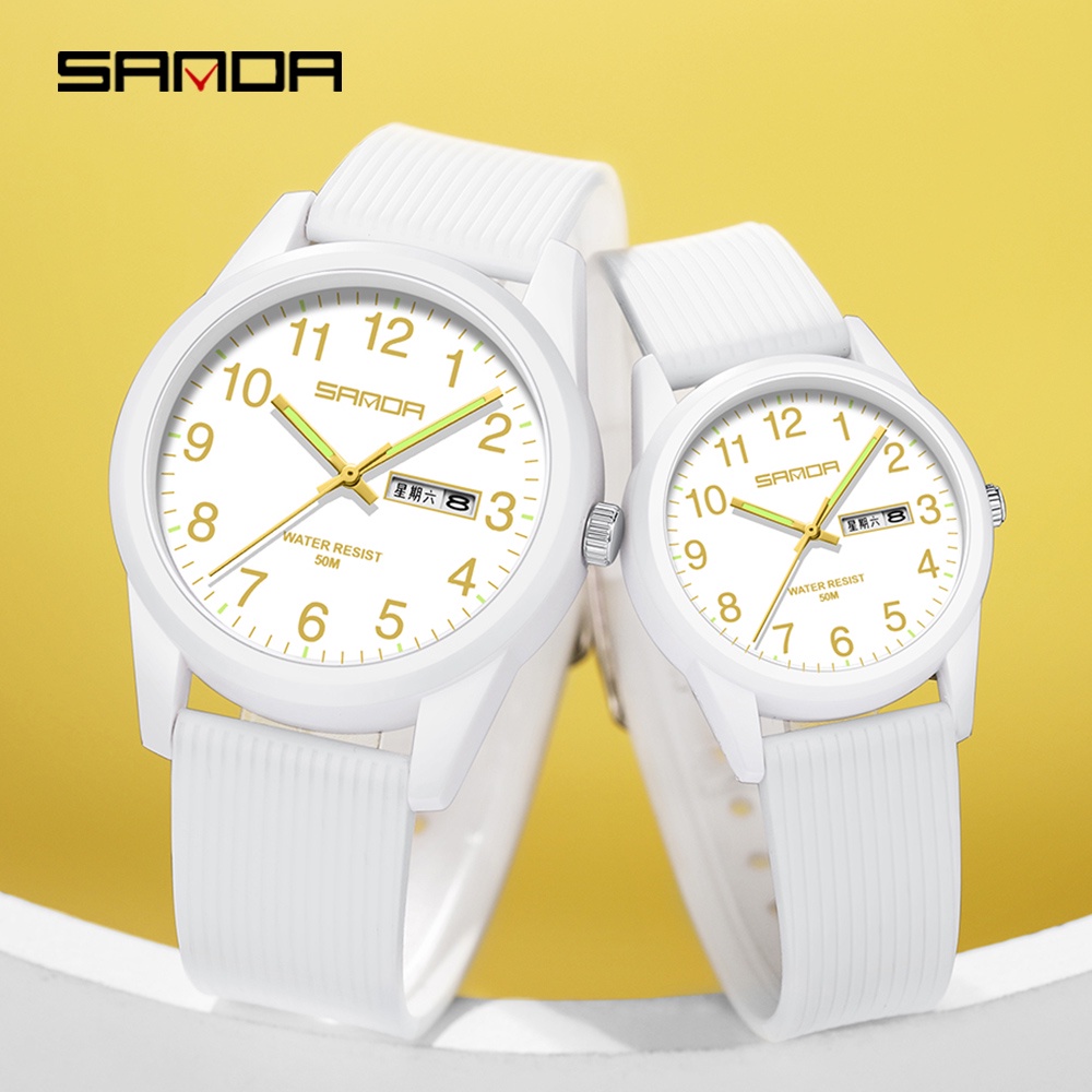 Sanda Brand นาฬิกาข้อมือควอตซ์แฟชั่น กันน้ํา มีปฏิทิน บางเฉียบ สไตล์เรโทร เรียบง