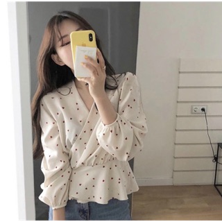 [3191] เสื้อป้ายหน้าลายหัวใจ