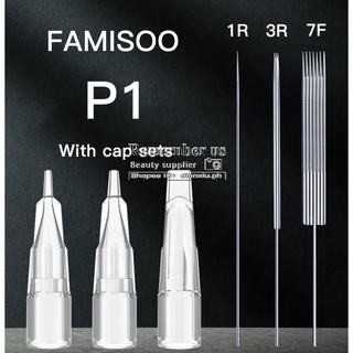 【Available】FAMISOO P1 เครื่องมือแต่งหน้าถาวร 0.18 มม. 1R 3R 5R 7F พร้อมฝาปิด สําหรับสักคิ้ว และริมฝีปาก 50 ชิ้น