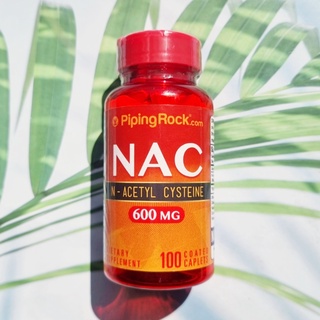 50% OFF ราคา Sale!!! EXP: 10/23 เอ็น-อะเซทิลซิสเทอิน N-Acetyl Cysteine (NAC) 600 mg 100 Coated Caplets (PipingRock®)