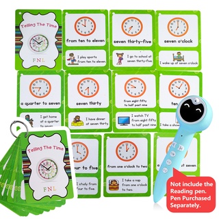 Kids English Telling Time Card Child Daily Short Sentences Smart Reading Pen