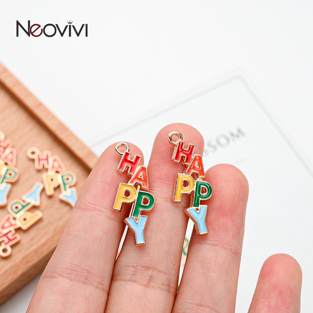 10pcs HAPPY Letter Charms ตัวอักษรที่มีสีสันหยดน้ำมันจี้เคลือบสำหรับเครื่องประดับทำ DIY พวงกุญแจสร้อยคอต่างหู Accessories ราคา ถูกที่สุด ดีลบีเคเค