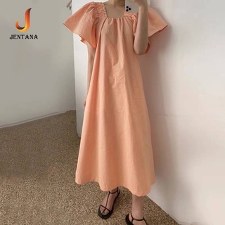👗New dress 👗  เดรสคอเหลี่ยม แขนระบายTD443