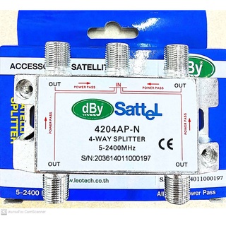 อุปกรณ์แยกสัญญาณ 1 x 4 Satellite Splitter dBy All Port Power Pass 4way