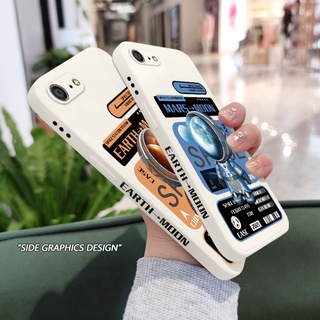 เคสโทรศัพท์มือถือ ซิลิโคน ลายนักบินอวกาศ มีลายด้านข้าง สําหรับ IPhone 8 7 6 6S Plus SE 2020