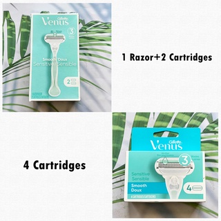 (Gillette®) Venus Smooth Doux Sensitive Sensible 3 Blades Lames ยิลเลตต์ วีนัส ชุดมีดโกน สำหรับผู้หญิง