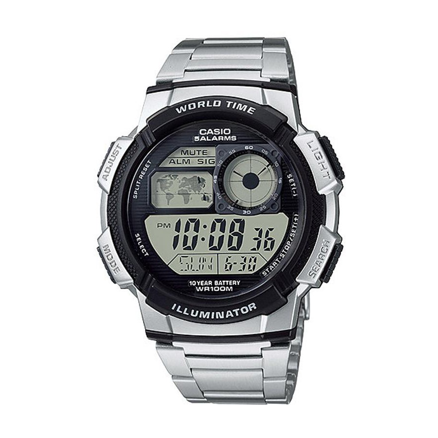 Casio Standard นาฬิกาข้อมือผู้ชาย สายสแตนเลส รุ่น AE-1000WD,AE-1000WD-1A,AE-1000WD-1AVDF - สีดำ