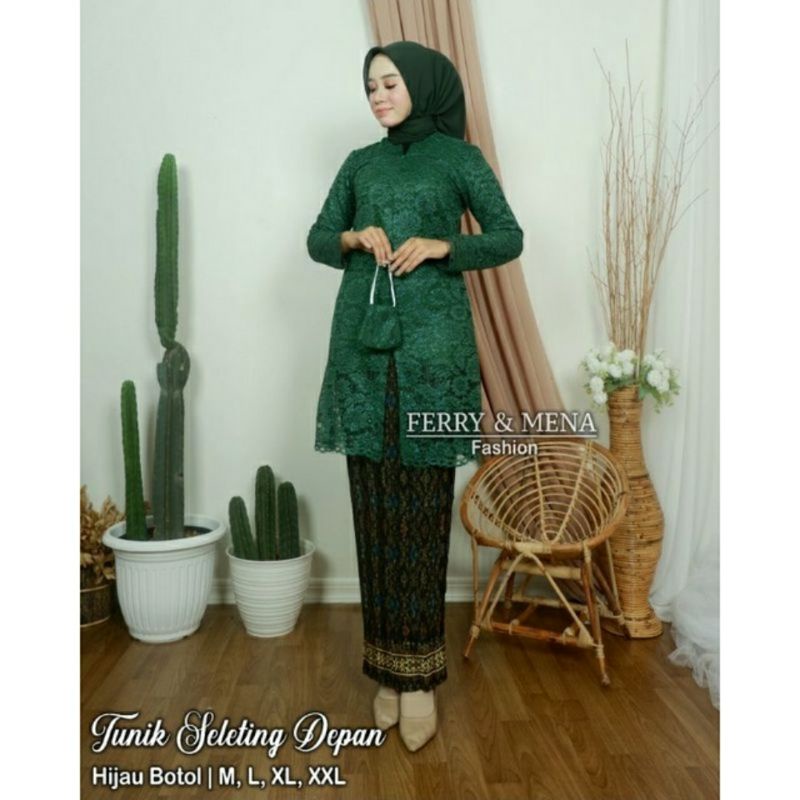 HIJAU สีเขียวด้านหน้าซิปผ้าเสื้อ kebaya ชุดสําหรับ BUSUI โมเดิร์น kebaya/เสื้อ kebaya ชุด/ล่าสุด keb