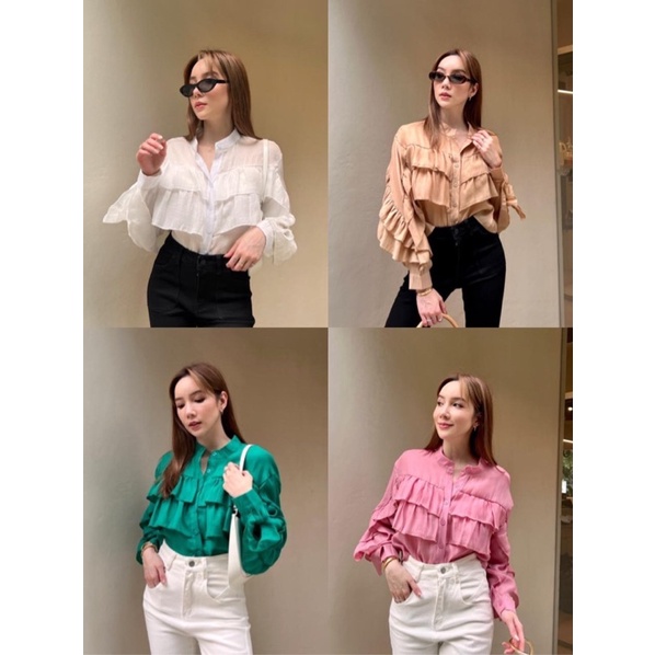 Kourtney swirly shirt เสื้อเชิ้ตระบาย เสื้อเชิ้ต เสื้อเชิ้ตผู้หญิง