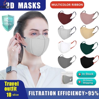 10PCS Facemask KF94 Masker 3D Morandi สีเกาหลี masker KF94 masker 3 ชั้น กันฝุ่น pm.25 Rauun