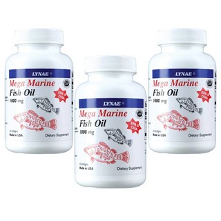 LYNAE Mega Marine Fish Oil 1000 mg Vitamin USA ไลเน่ 60 Softgels (3 ขวด)