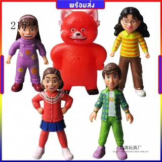 ฟิกเกอร์การ์ตูนอนิเมะแพนด้า Meillin Pop Mei Kawaii สีแดง สําหรับตกแต่งเค้กวันเกิดเด็ก 5 ชิ้น ต่อชุด 【Turning red】