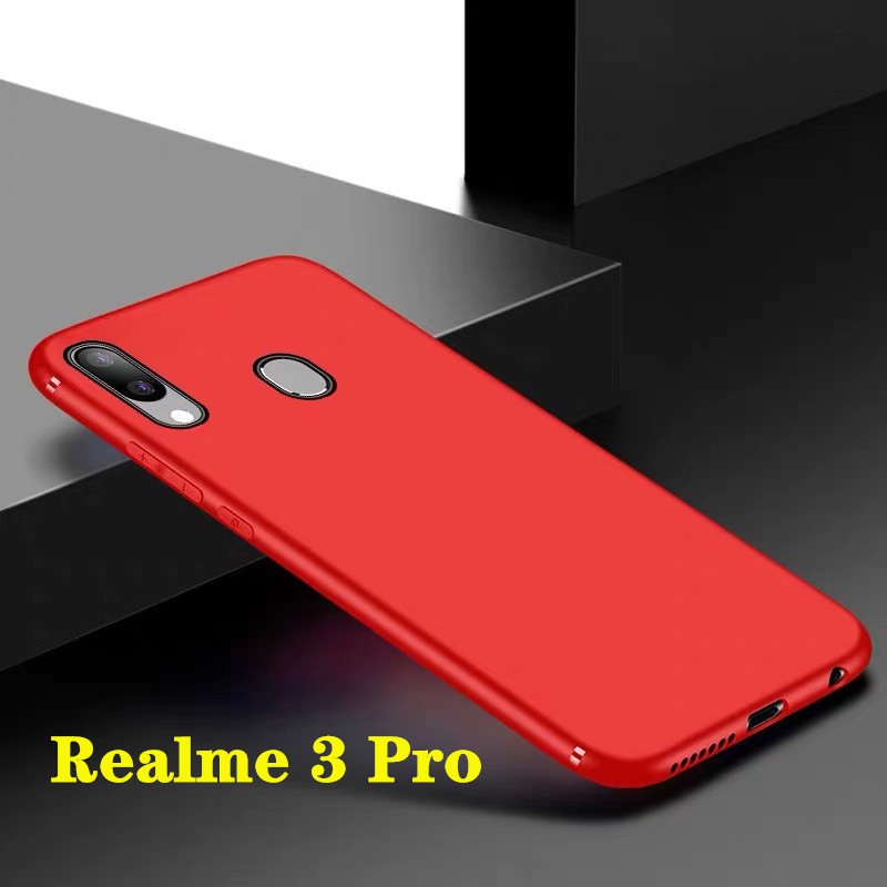 TPU CASE เคสเรียวมี Realme 3Pro เคสซิลิโคนนิ่ม สวยและบางมากสีดําสีแดง