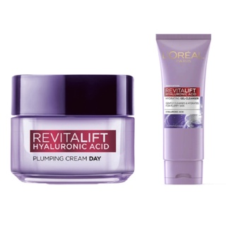 LOREAL Revitalift Hyaluronic Acid (Cleanser 100ml + Day Cream 50ml) ลอรีอัล รีไวทัลลิฟท์ ไฮยาลูรอนิค แอซิด ชุดลดเลือนริ