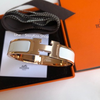 New Hermes Clic Clac PM สีขาว อะไหล่โรสโกล