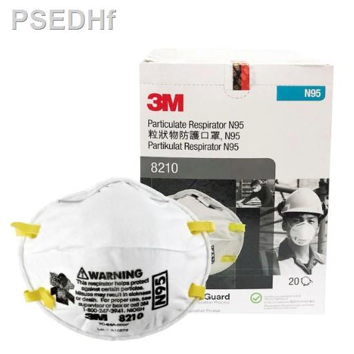 ⊙✣❖N95 3M 8210 ป้องกันฝุ่น PM2.5 หน้ากากป้องกันฝุ่น (20 ชิ้น/1 กล่อง)ของขวัญ