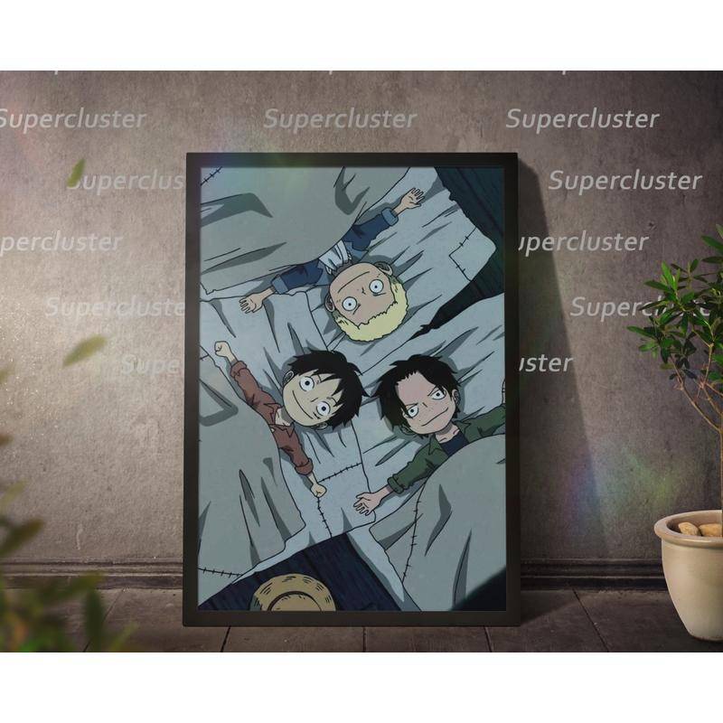 โปสเตอร์ผ้าใบ พิมพ์ลาย One Piece The Three Brothers Luffy Ace Sabo สําหรับตกแต่งบ้าน ราคา ถูกที่สุด ดีลบีเคเค แกลเลอรีภาพที่ 2