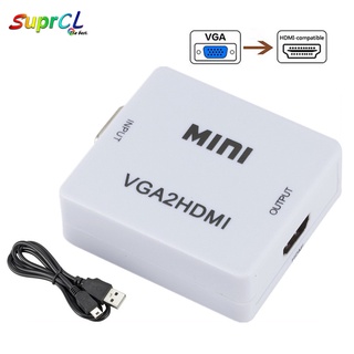 อะแดปเตอร์แปลงเสียง 1080P Mini VGA เป็น HDMI VGA2HDMI สําหรับโน้ตบุ๊ก PC HDTV โปรเจคเตอร์ TV แบบพกพา