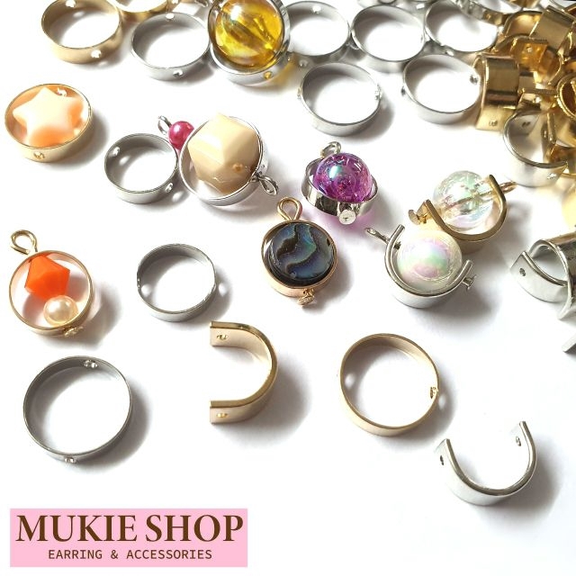 Mukie shop DIY จี้หิน วงกลม 10mm,12mm ครึ่งวงกลม 10mm ตัวโอ ตัวซี แพ็ค 10,20,25,50 ชิ้น มุกี้ ช้อป