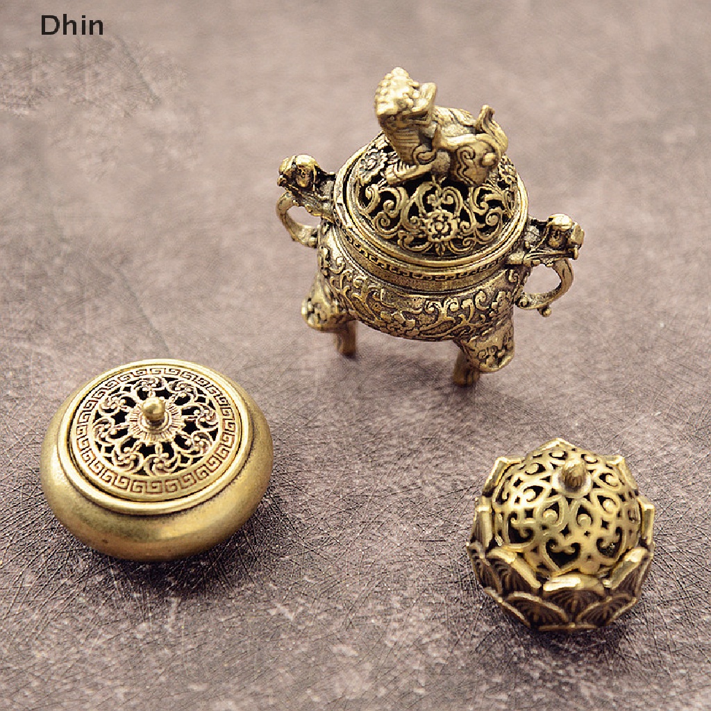 [Dhin] ทองเหลืองพ็อกเก็ตโลตัส Jiuding กระถางธูปธูปกลวงธูป Burner COD