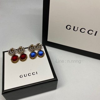 ต่างหูกุชชี่ ต่างหูgucci คริสตัลสีน้ำเงิน