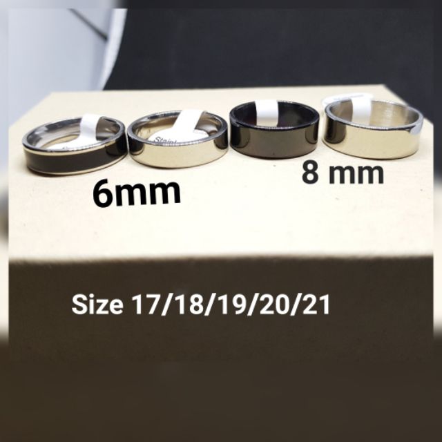 b.b_ring แหวนสแตนเลสแบบเรียบ.ทรงกระบอกหน้า6mm/8mm (สีเงิน/สีดำ)