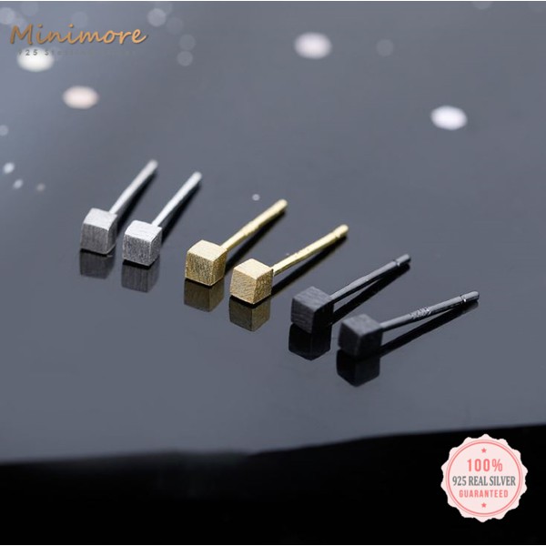 [SE609]🌟ต่างหูเงินแท้ 92.5%🌟หมุดทรง CUBE สุดชิค! สำหรับคนแพ้ง่าย ไม่คันไม่ลอก