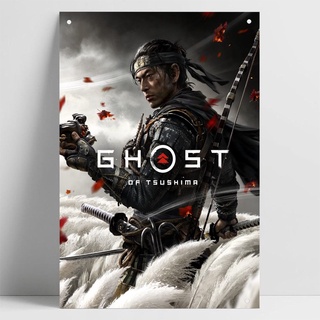 พร้อมส่ง สติกเกอร์โปสเตอร์โลหะ ลายเกม Ghost of Tsushima สไตล์วินเทจ สําหรับตกแต่งผนังบ้าน PC PS4