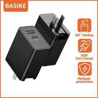 BASIKE หัวชาร์จเร็ว 18W PD QC3.0 USB Mini Fast Charger ที่ชาร์จแบตมือถือ Adapter