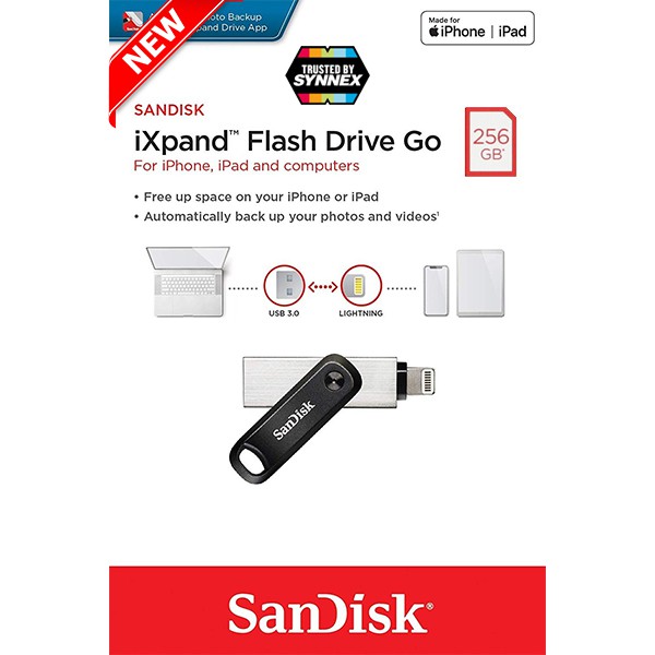 SanDisk iXpand Flash Drive Go 256GB for iPhone and iPad OTG (SDIX60N-256G-GN6NE) แฟลตไดฟ์ โอนย้ายข้อ