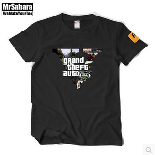 T-shirt  ผู้ชายเสื้อยืด เกมเสื้อยืด GTA5 T-shirt กับเสื้อหลวมผู้ชายหลาขนาดใหญ่S-5XL