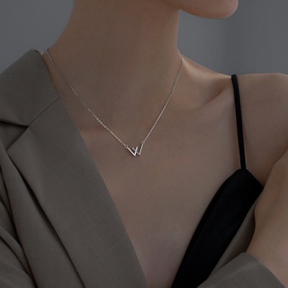 สร้อยคอ สายโซ่ จี้ตัวอักษร Wang Yibo Xiao Zhan Double V Clavicle ประดับเพชร สไตล์เกาหลี สําหรับผู้หญิง