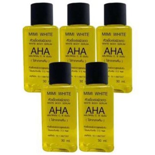 MIMI WHITE AHA เซรั่มบำรุงผิวสูตรเข้มข้น เร่งผิวขาว 30ml. (5 ขวด)